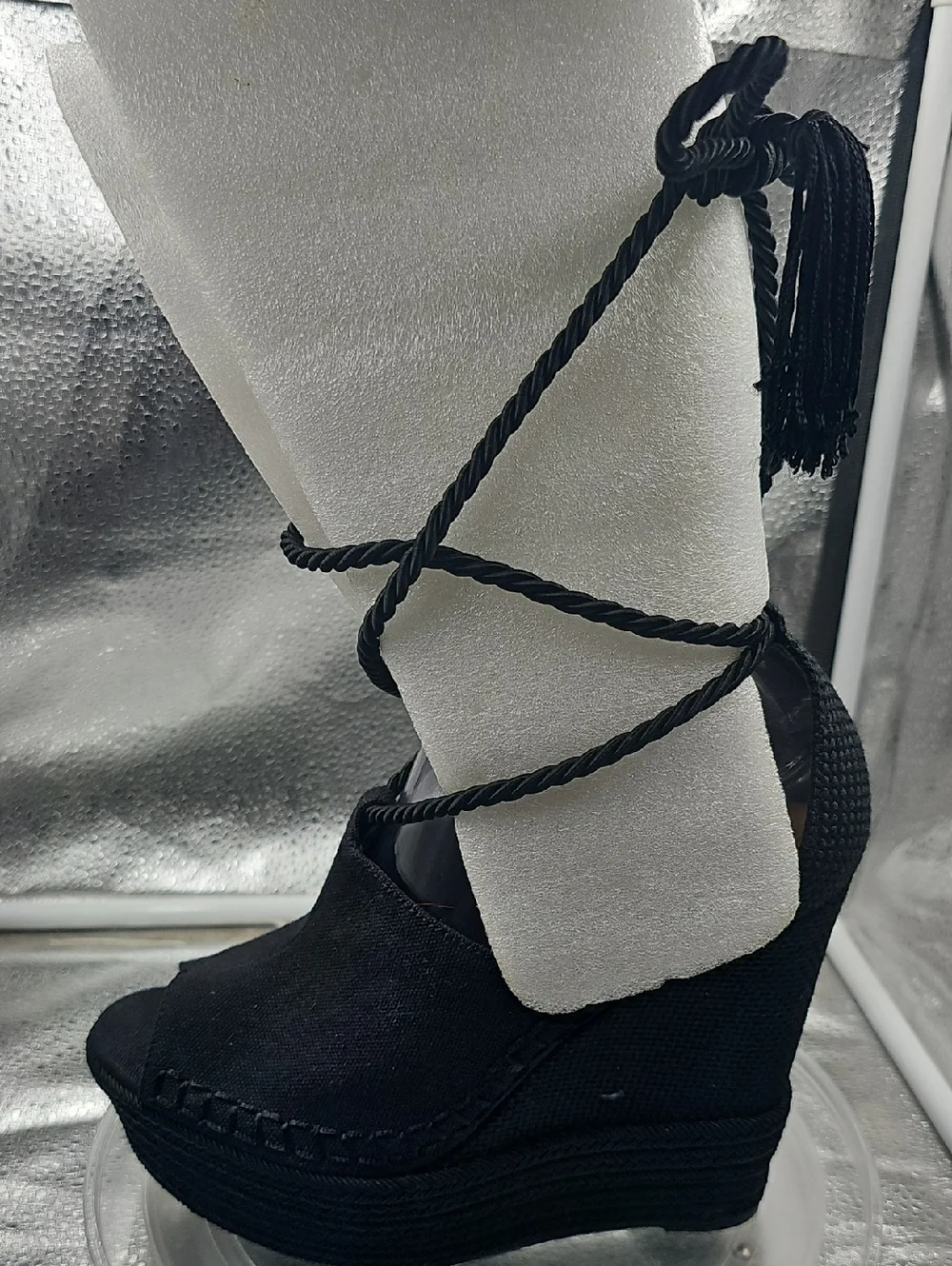 P Black SCHUTZ 5.5 Wedge Sz 8B - Picture 1 of 7